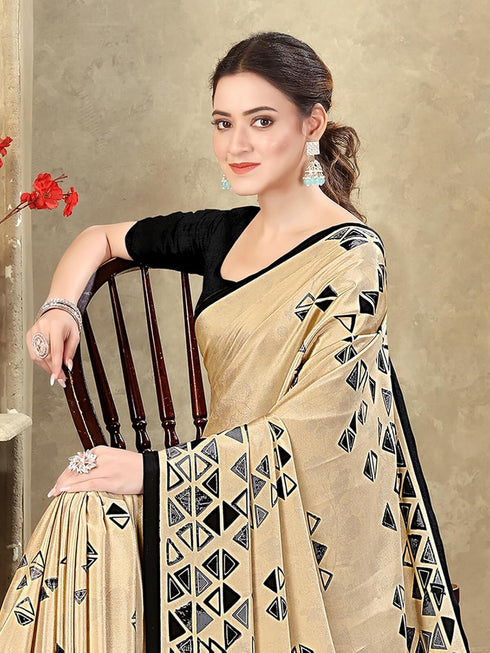 Vasthrlay Printed Off White1 White Saree