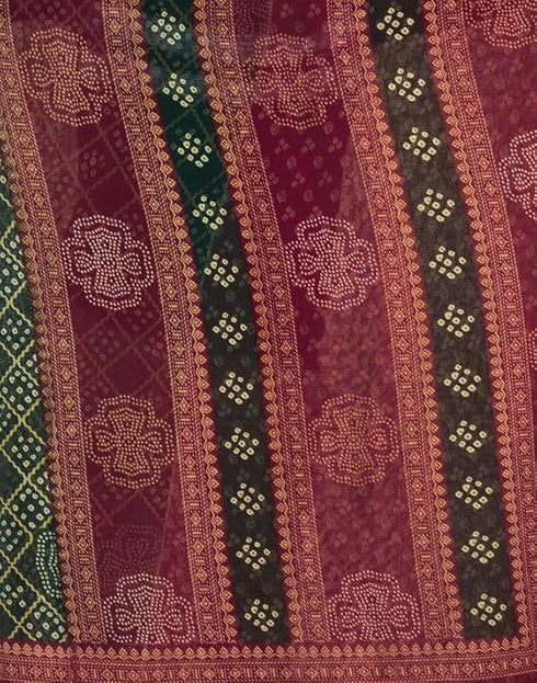 Vasthrlay Chiffon Bandhani Unstitched Yellow Saree