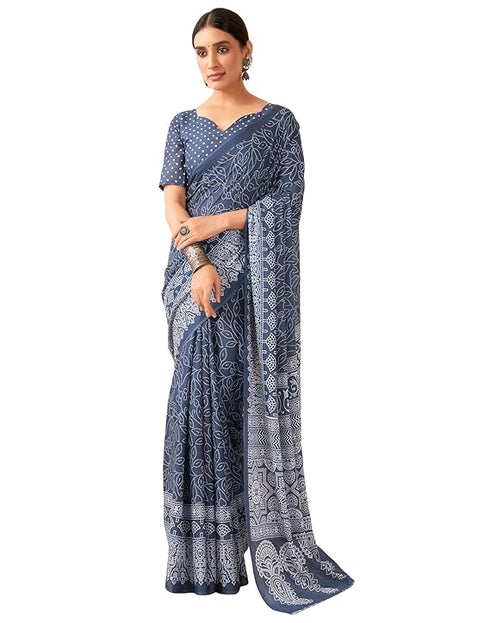 Siril Women'S Pure Cotton Printed Saree With Unstitched Blouse Piece