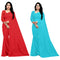VasthrlayGeorgette Unstitched Red Firozi Blue Free Ethnic Wear