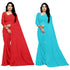 VasthrlayGeorgette Unstitched Red Firozi Blue Free Ethnic Wear
