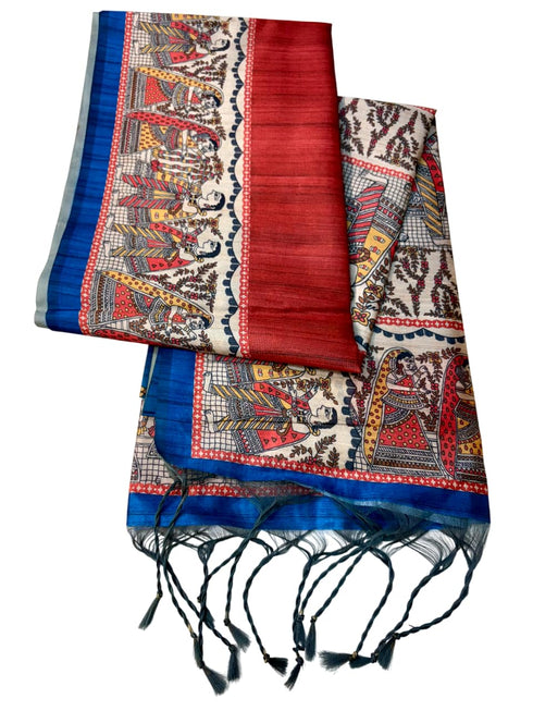 Vasthrlay Tussar Ghicha Traditional Kalamkari Madhubani
