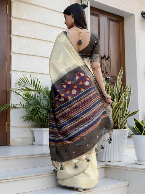 Vasthrlay Weaving Beige1 Beige Saree