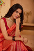 Vasthrlay Orange Jacquard Unstitched Saree