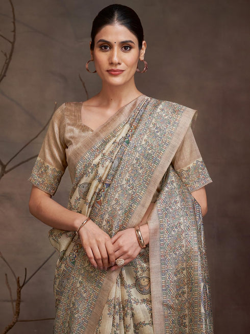 Vasthrlay Madhubani Printed Unstitched Hs Ethnic Wear
