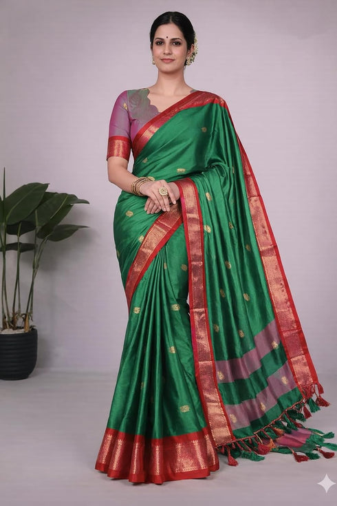 Vasthrlay Traditional Matching Unstitched Orangeblack