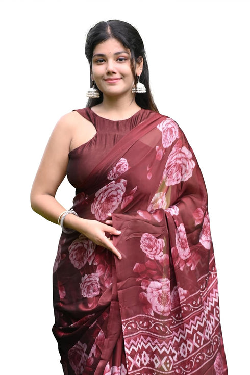 Vasthrlay Fashion Chiffon Georgette Coral Ethnic Wear