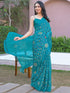 Vasthrlay Chiffon Printed Unstitched Teal Saree