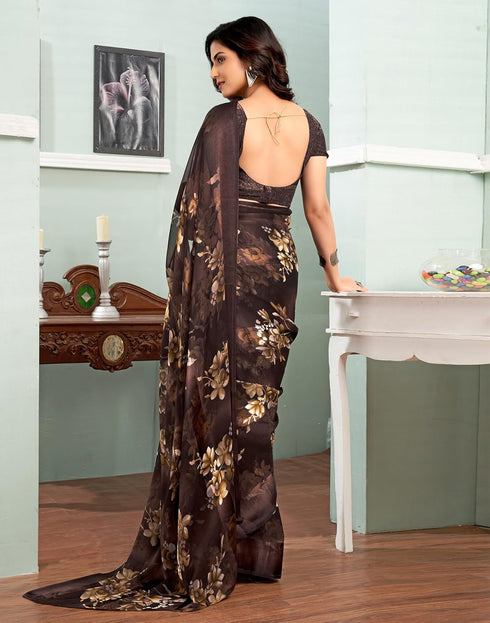 Vasthrlay Georgette Sequence Unstitched Black Saree