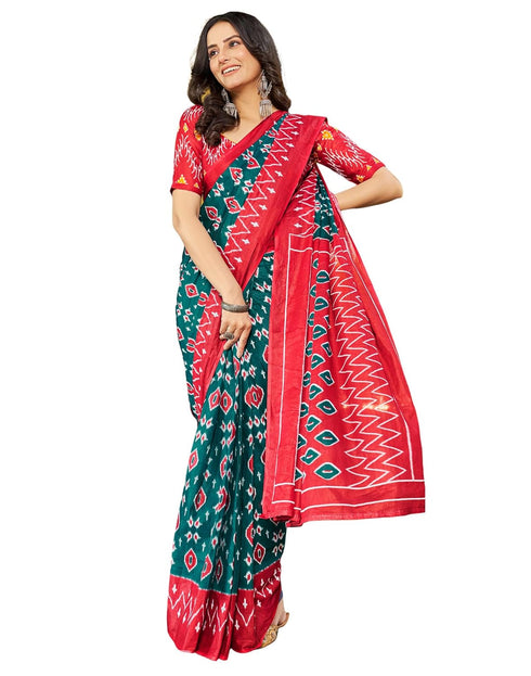 Vasthrlay Chanderi Bandhani Unstitched White Saree