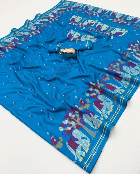 Vasthrlay Kalamkari Elephant Contrast