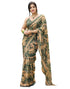 Vasthrlay Georgette Printed Green Saree With Unstitched Blouse Piece