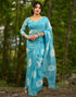 Vasthrlay Chanderi Printed Unstitched Blue Saree