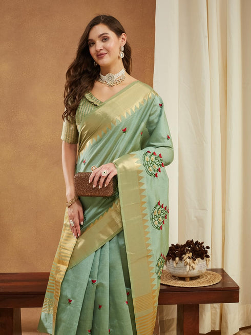 Vasthrlay Multi Embroidered Unstitched Saree