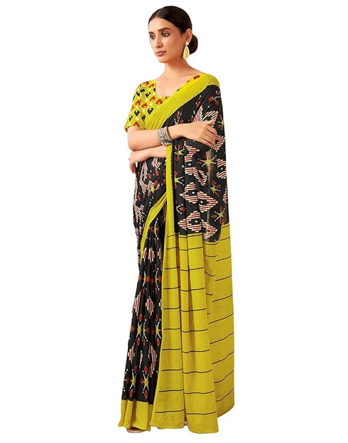 Siril Women'S Pure Cotton Printed Saree With Unstitched Blouse Piece