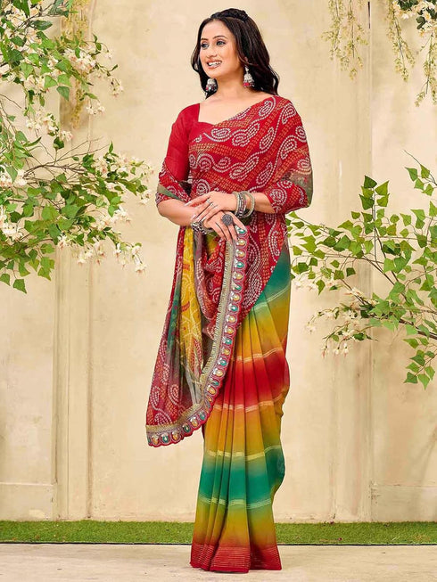 Vasthrlay Weightless Georgette Lime Saree