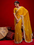 Vasthrlay Sequins Embroidery Turmeric Saree