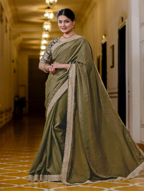 Vasthrlay Womens Unstitched Blouse Mustard Saree