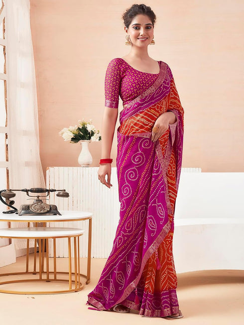 Vasthrlay Bandhani Unstitched 3728s2630n Deep Magenta1