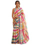 Vasthrlay Chanderi Printed Unstitched Beige Saree