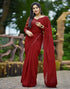 Vasthrlay Georgette Printed Unstitched Red Saree