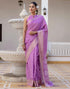 Vasthrlay Womens Striped Unstitched Dusty Pink Saree