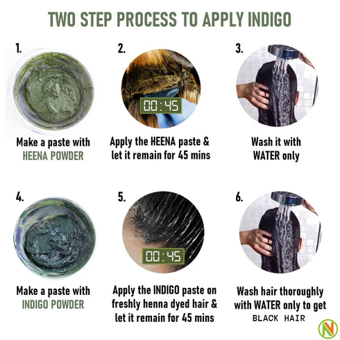 NatureVit Indigo Powder Natural Hair Dye for Healthy| Lustrous Hair