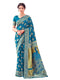 Vasthrlay Weaving Banarasi Unstitched Peacock Blue Saree