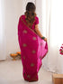 Vasthrlay Georgette Embroidery Unstitched Dark Green Saree