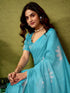 Vasthrlay Chanderi Printed Unstitched Sky Blue Saree
