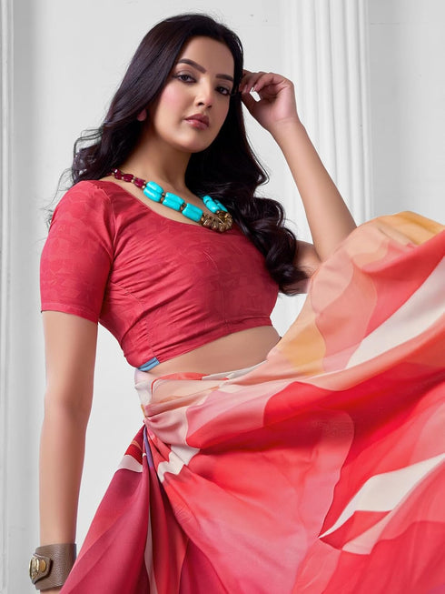 Vasthrlay Abstract Printed Unstitched Multicolor Saree