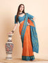 Vasthrlay Cotton Printed Mulmul Blue Saree
