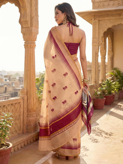 Vasthrlay Printed Lemon Yellow1 Yellow Saree