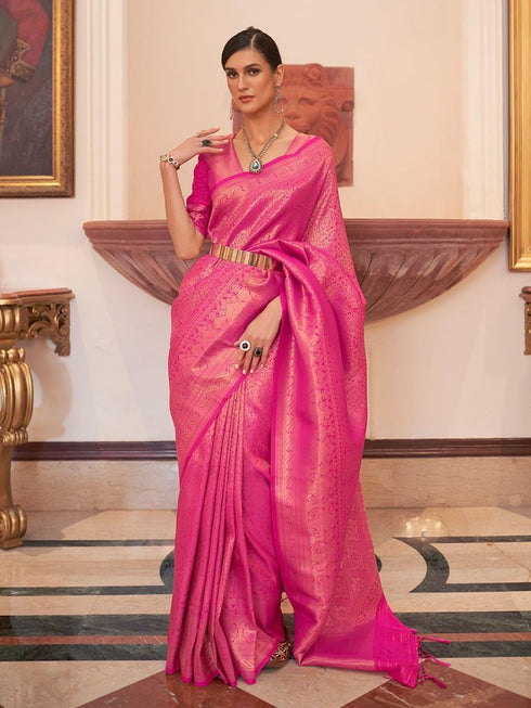 Vasthrlay Women's Kanjivaram Silk Unstitched Saree