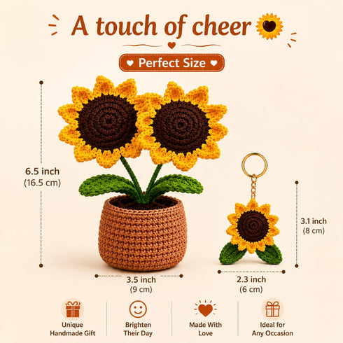 Handmade Crochet Sunflower Pot (350 g)