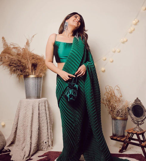 Vasthrlay Crushed Pleated Unstitched Ethnic Wear