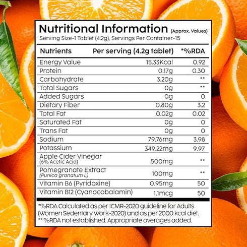 Plix Flavored Apple Cider Vinegar Effervescent TabletOrange Squeeze (Pack of 4) 15 Effervescent Tablet Each