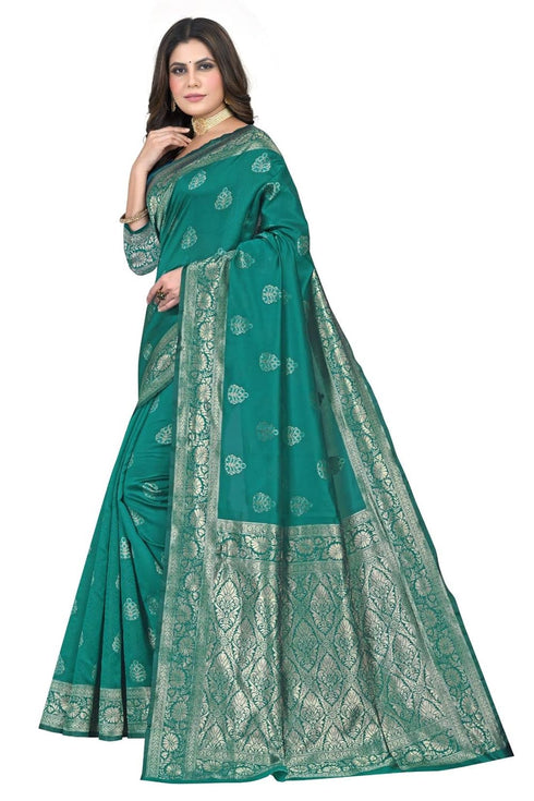 VasthrlayWomen's Green Kanchipuram Saree