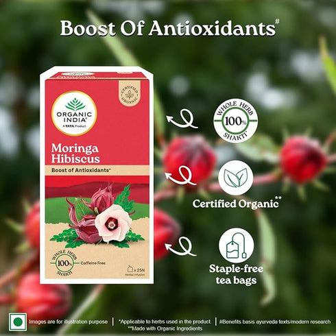 ORGANIC INDIA Moringa Hibiscus 25 Tea bags