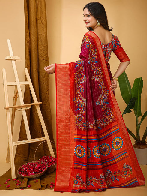 Vasthrlay Kalamkari Printed Unstitched Cm Ethnic Wear