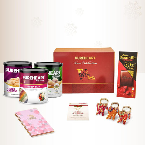 PUREHEART Christmas & New Year Celebration Gift Hamper | Salted Cashews | Sierra Trail |Salted Pistachios