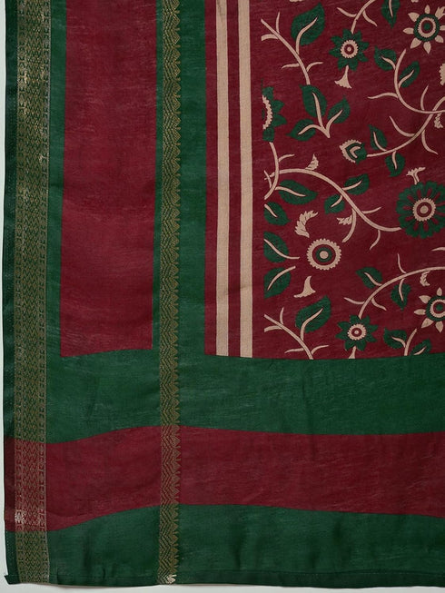 Vasthrlay Printed Tassels Cream Saree