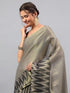 Vasthrlay Black Floral And Solid Design Polyester Saree With Unstitched Blouse Piece