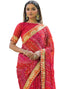 Vasthrlay Bandhani Embroidery Unstitched Pink Saree