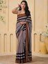 Vasthrlay Womens Printed Mauve And Black Saree With Unstitched Blouse Piece
