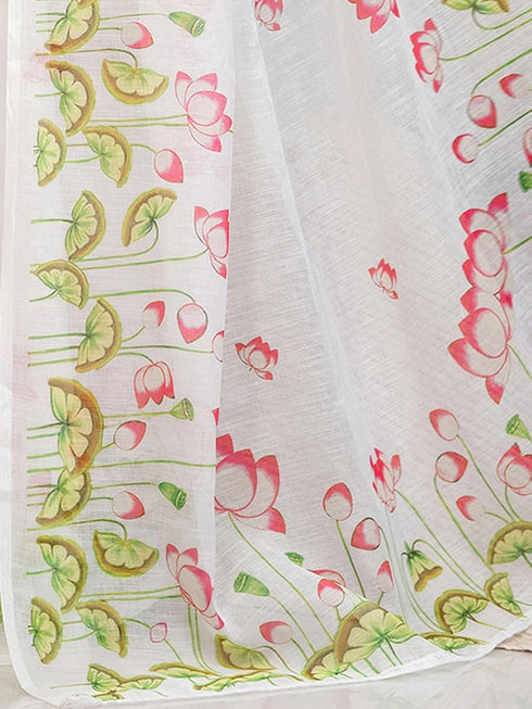 Vasthrlay Printed White1 White Saree