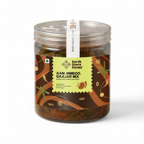 Earth Story Farms Desi Mixed Pickle Aam Nimboo Gajar Mix Mixed