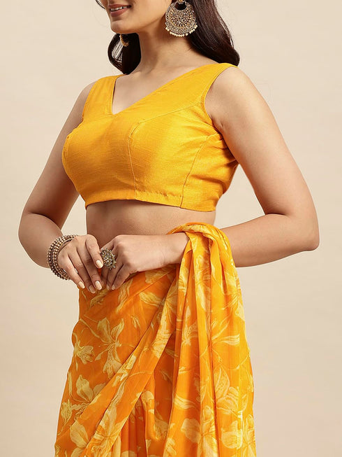Vasthrlay Chiffon Printed Unstitched Rani Saree