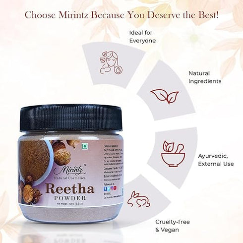 Mirintz 100% Natural Reetha Powder | (100 gms)