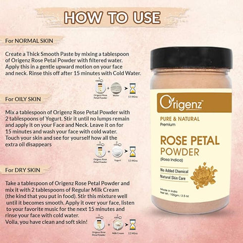 Origenz Pure & Natural Rose Petals Powder
